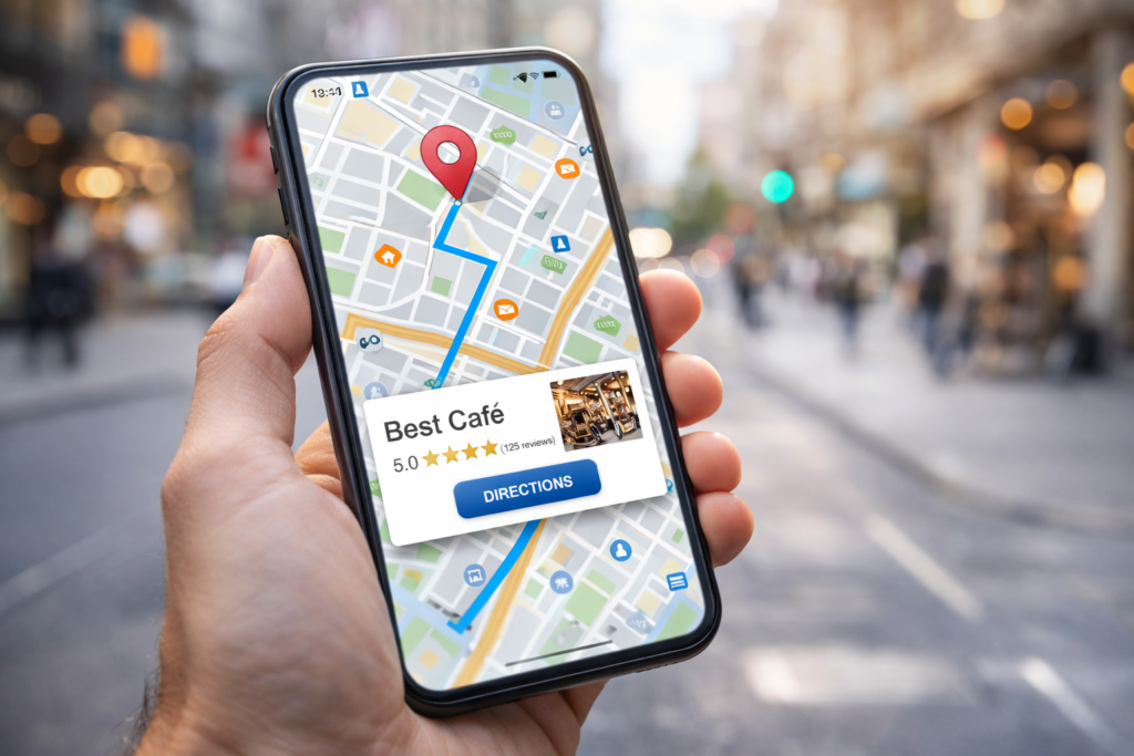 Local SEO results on a smartphone for small business marketing